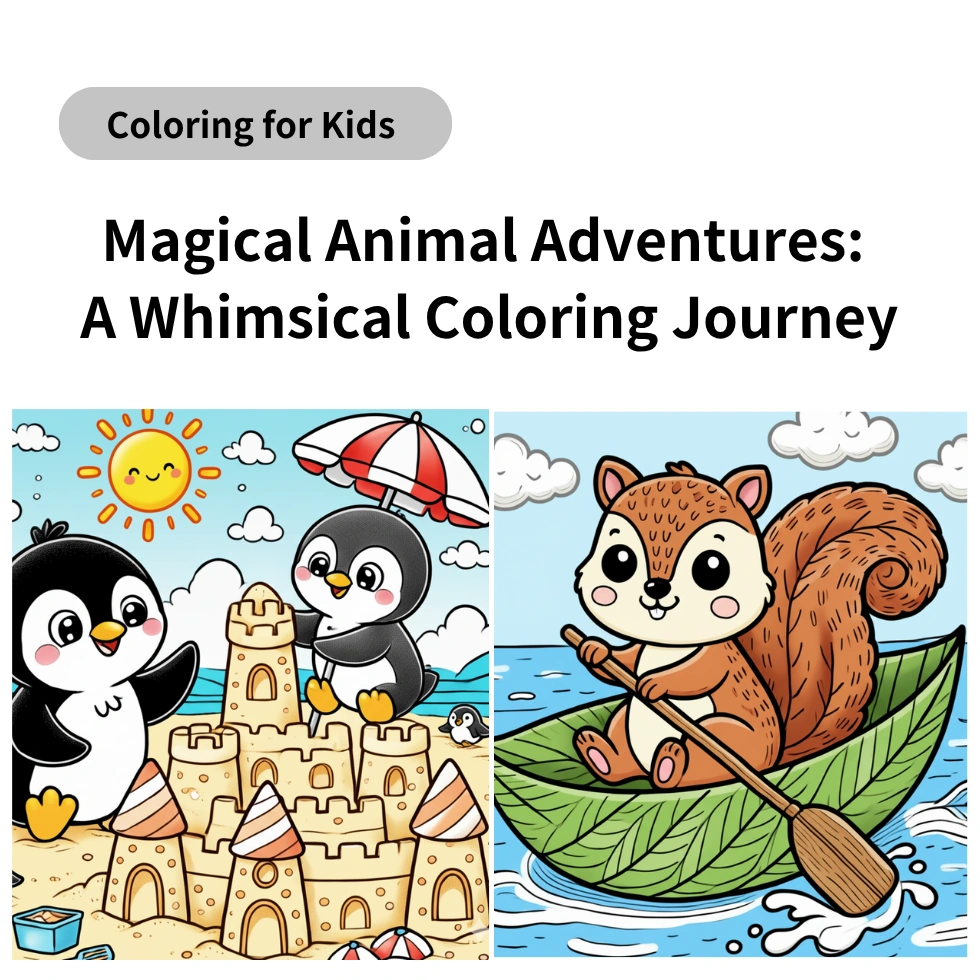 Paperback cover of Magical Animal Adventures: A Whimsical Coloring Journey