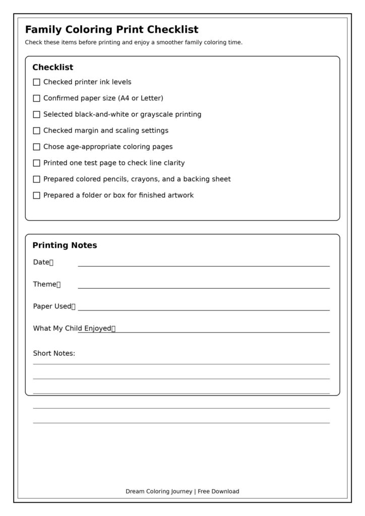 Family Coloring Print Checklist