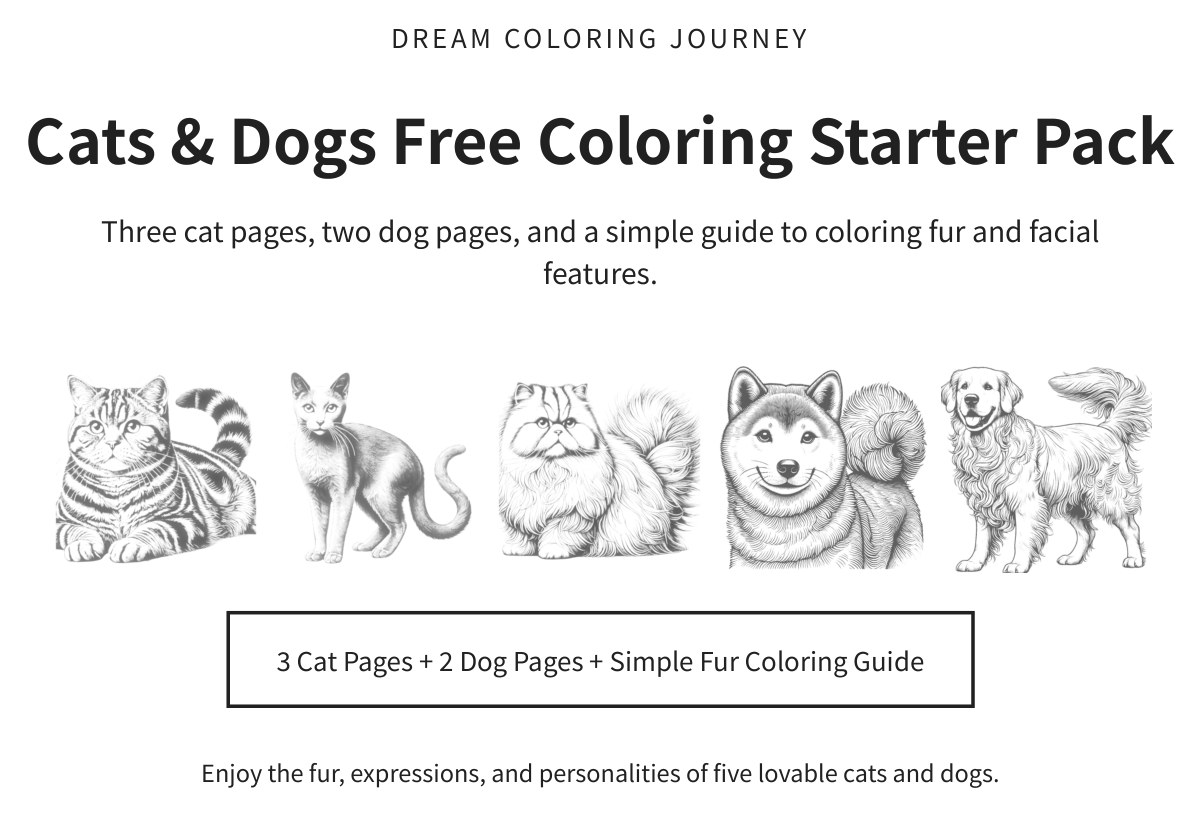 Cats & Dogs Free Coloring Starter Pack cover