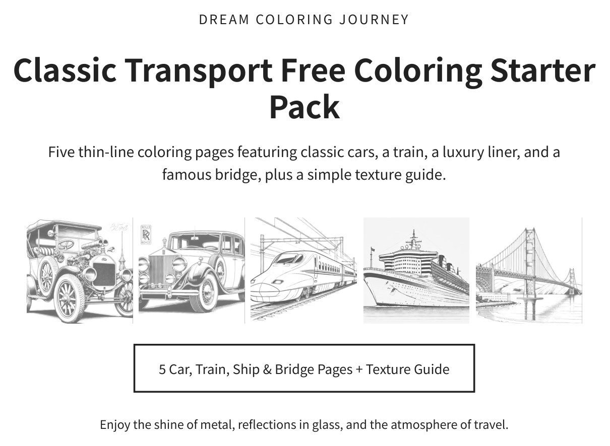 Classic Transport Free Coloring Starter Pack cover