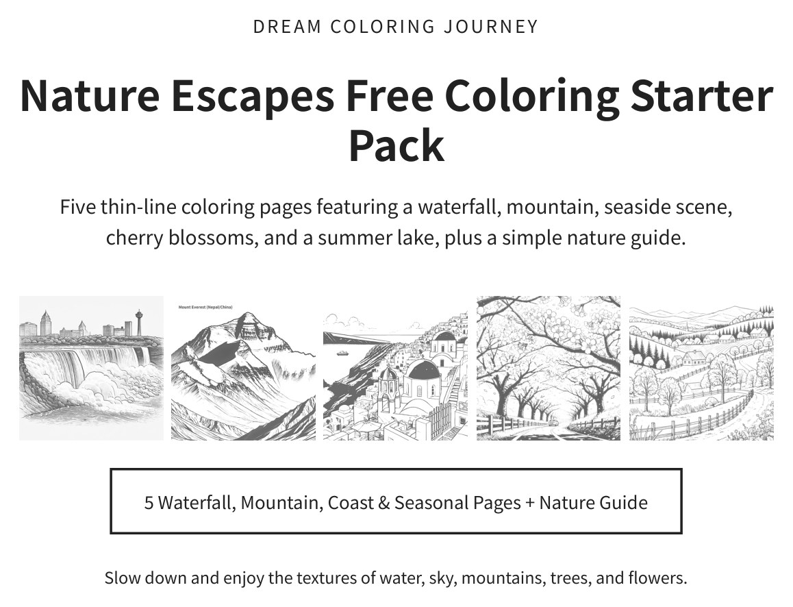 Nature Escapes Free Coloring Starter Pack cover