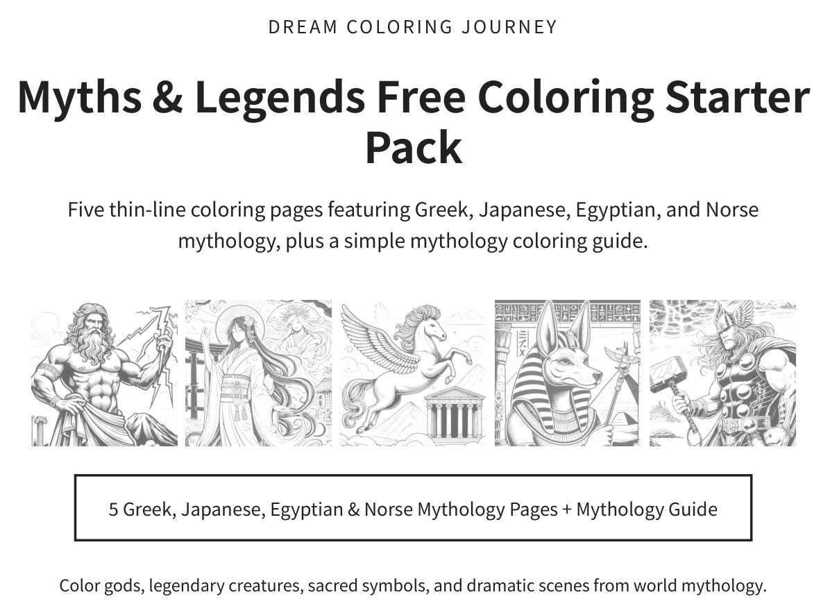 Myths & Legends Free Coloring Starter Pack cover