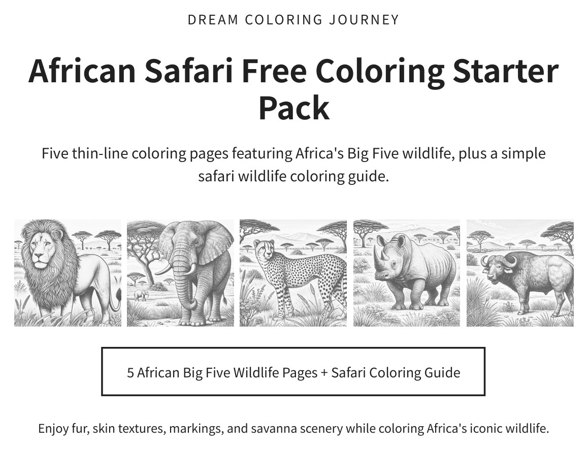 African Safari Free Coloring Starter Pack cover