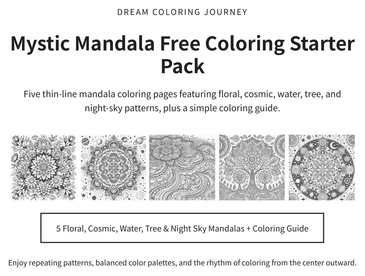 Mystic Mandala Free Coloring Starter Pack cover