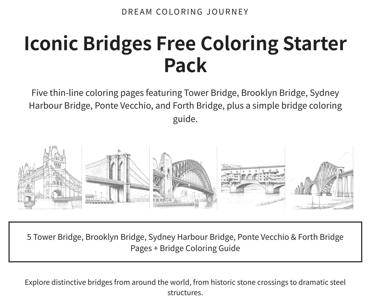 Iconic Bridges Free Coloring Starter Pack cover