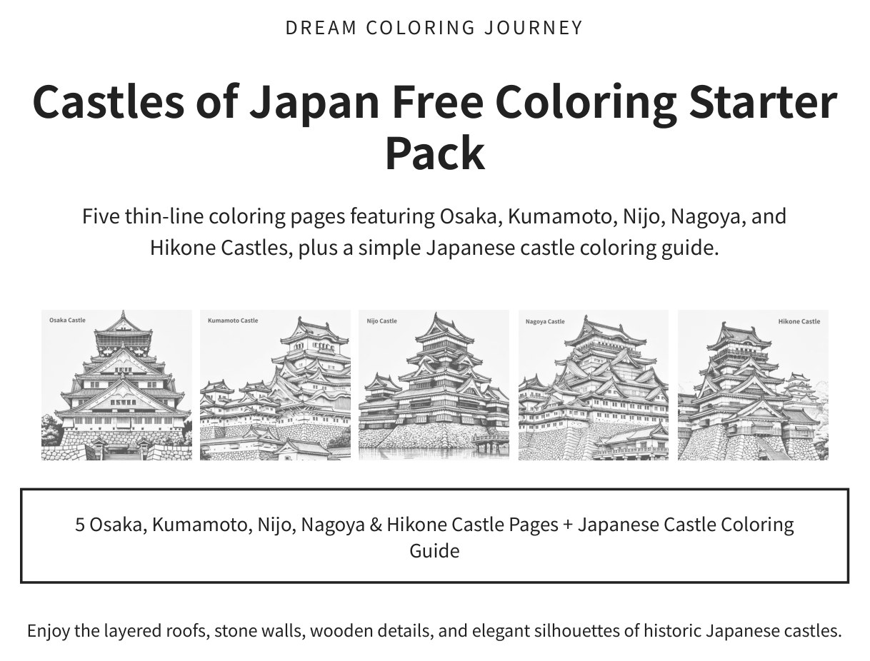 Castles of Japan Free Coloring Starter Pack cover
