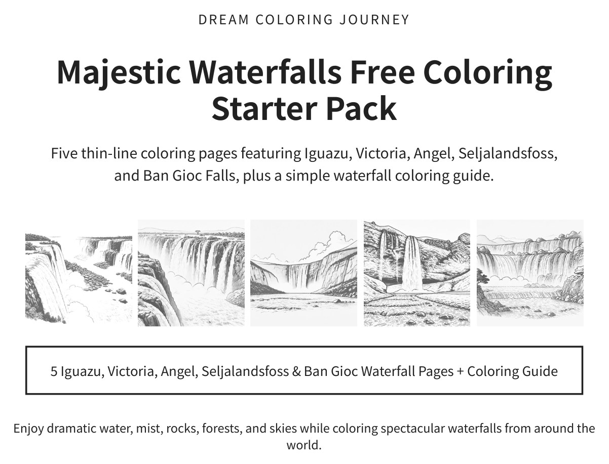 Majestic Waterfalls Free Coloring Starter Pack cover